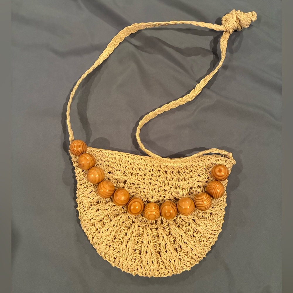 ✨JOSEKO Straw Crossbody Bag Women Weave Shoulder Bag with Wooden Beads